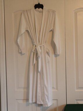 Land's End 100% Cotton Belted White Robe Size L(14-16)